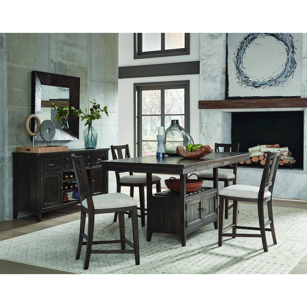Westley Falls Graphite Upholstered Counter Chair Two Pack