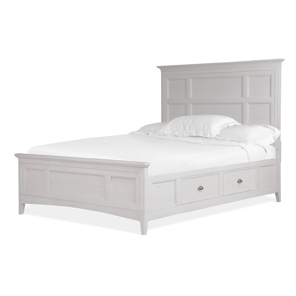 Heron Cove Chalk White And Dovetail Grey King Panel Storage Bed