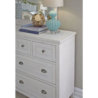 Heron Cove Chalk White And Dovetail Grey Drawer Dresser With Landscape Mirror