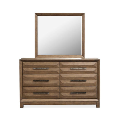 Callisto Bourbon Brown Double Drawer Dresser With Landscape Mirror