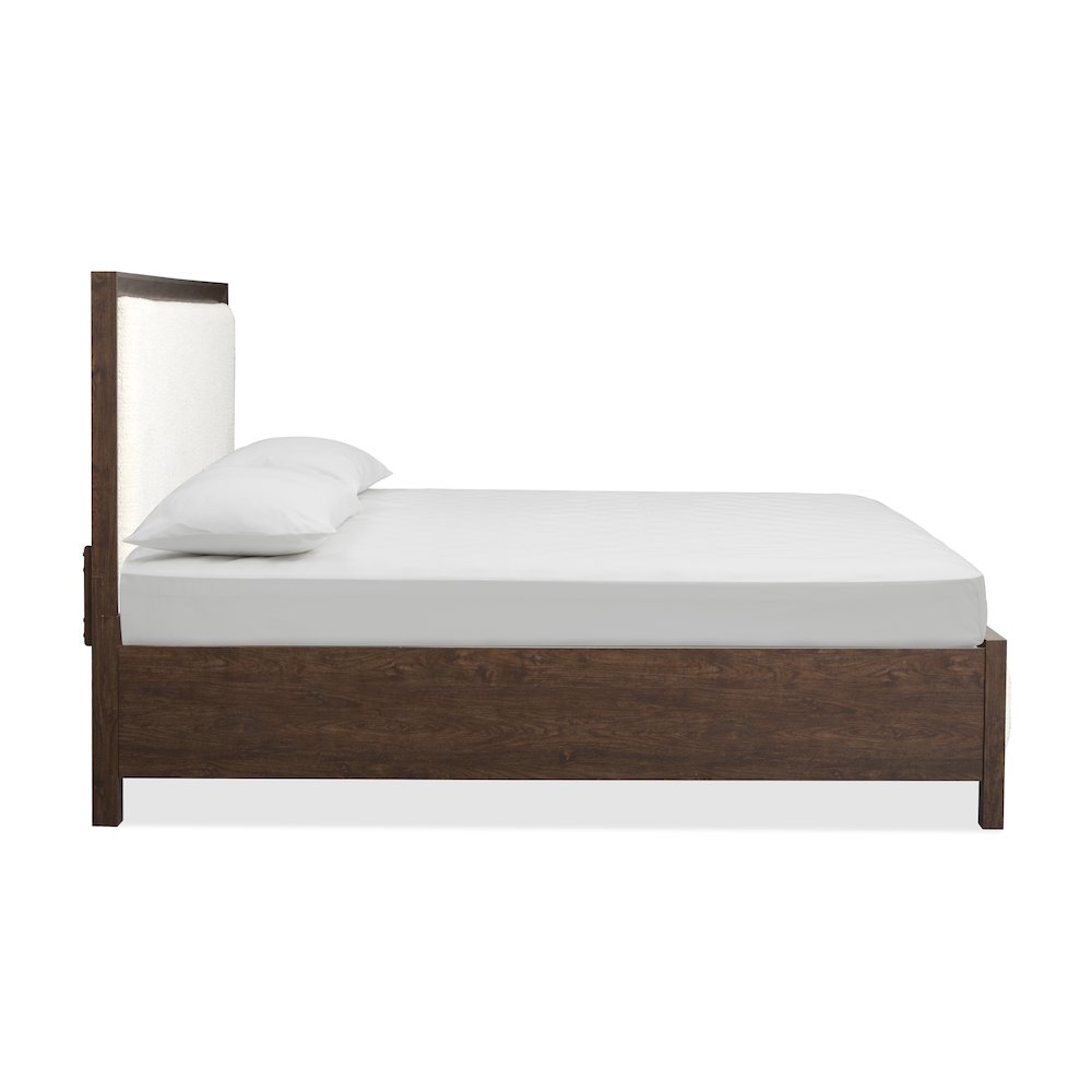 Llewellyn Columbian Walnut King Upholstered Panel Bed