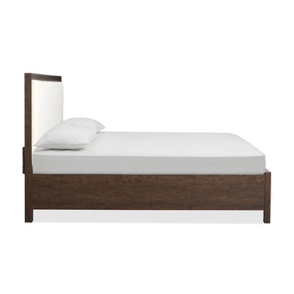 Llewellyn Columbian Walnut King Upholstered Panel Bed