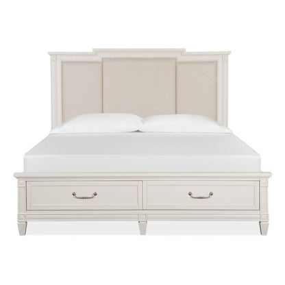 Egg Shell White With Slight Rub Through California King Panel Storage Bed
