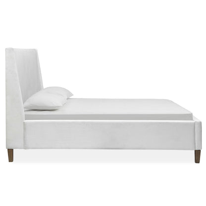 Lindon Belgian Wheat California King White Upholstered Island Bed