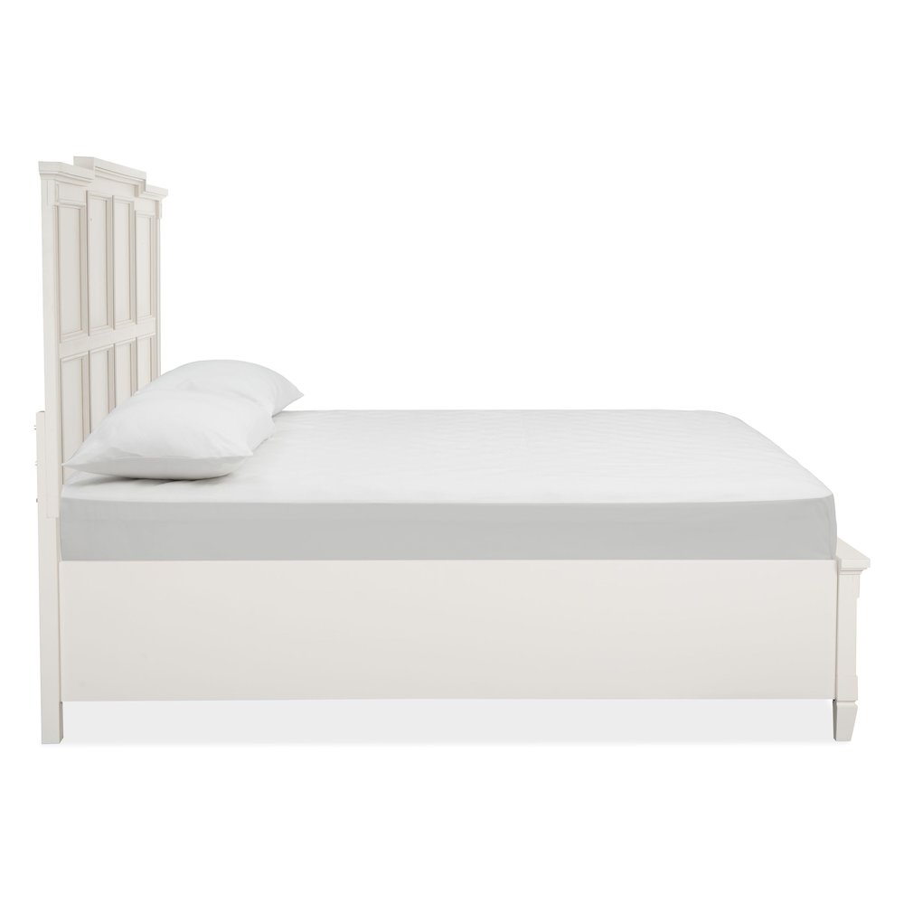 Egg Shell White With Slight Rub Through California King Panel Storage Bed