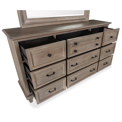 Lancaster Dovetail Grey Drawer Dresser With Landscape Mirror
