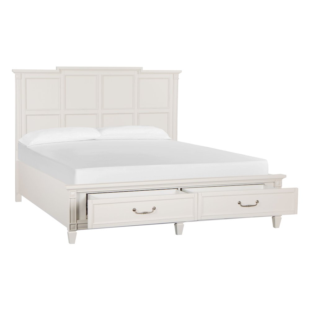 Egg Shell White With Slight Rub Through California King Panel Storage Bed