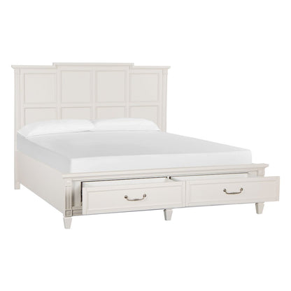 Egg Shell White With Slight Rub Through California King Panel Storage Bed