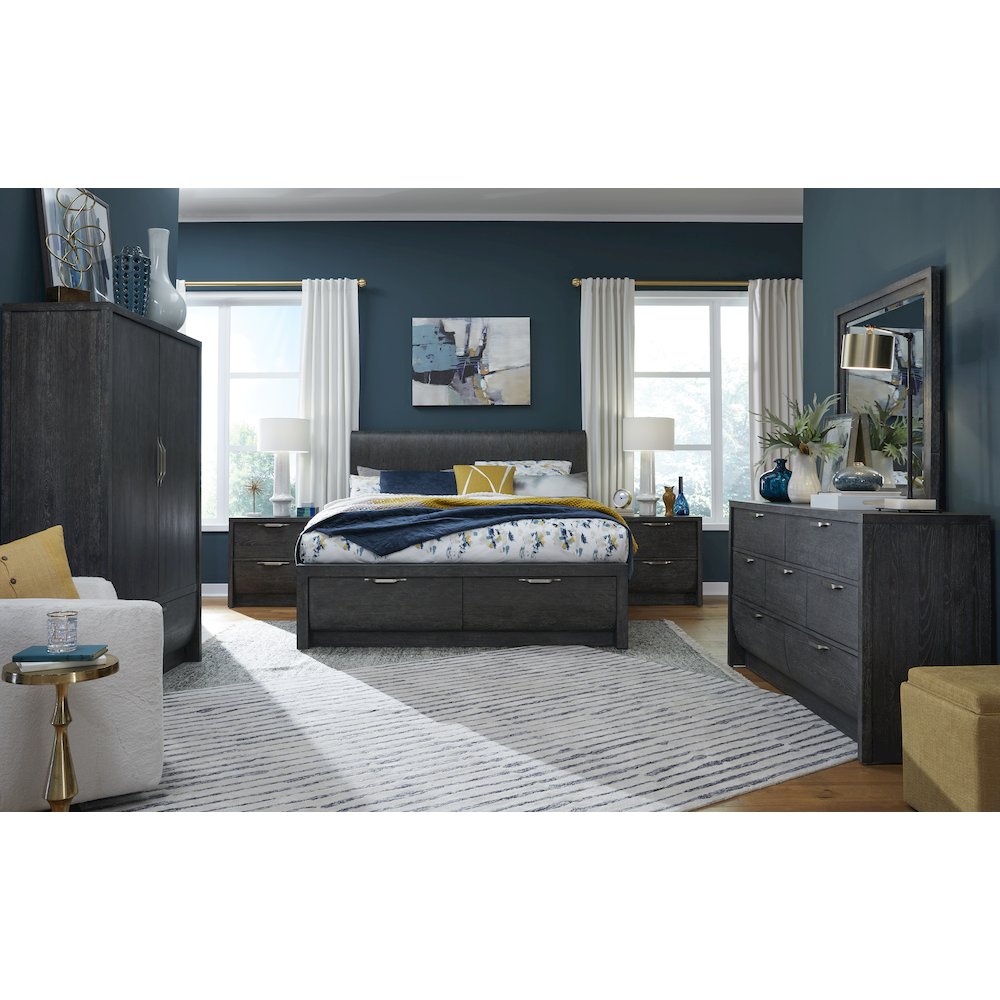Kinsley Black Heron King Panel Storage Bed