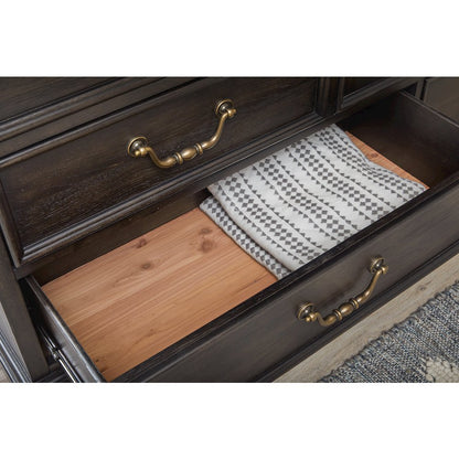 Pulaski Hickory Creek Brown Velvet 10 Drawer Dresser With Mirror