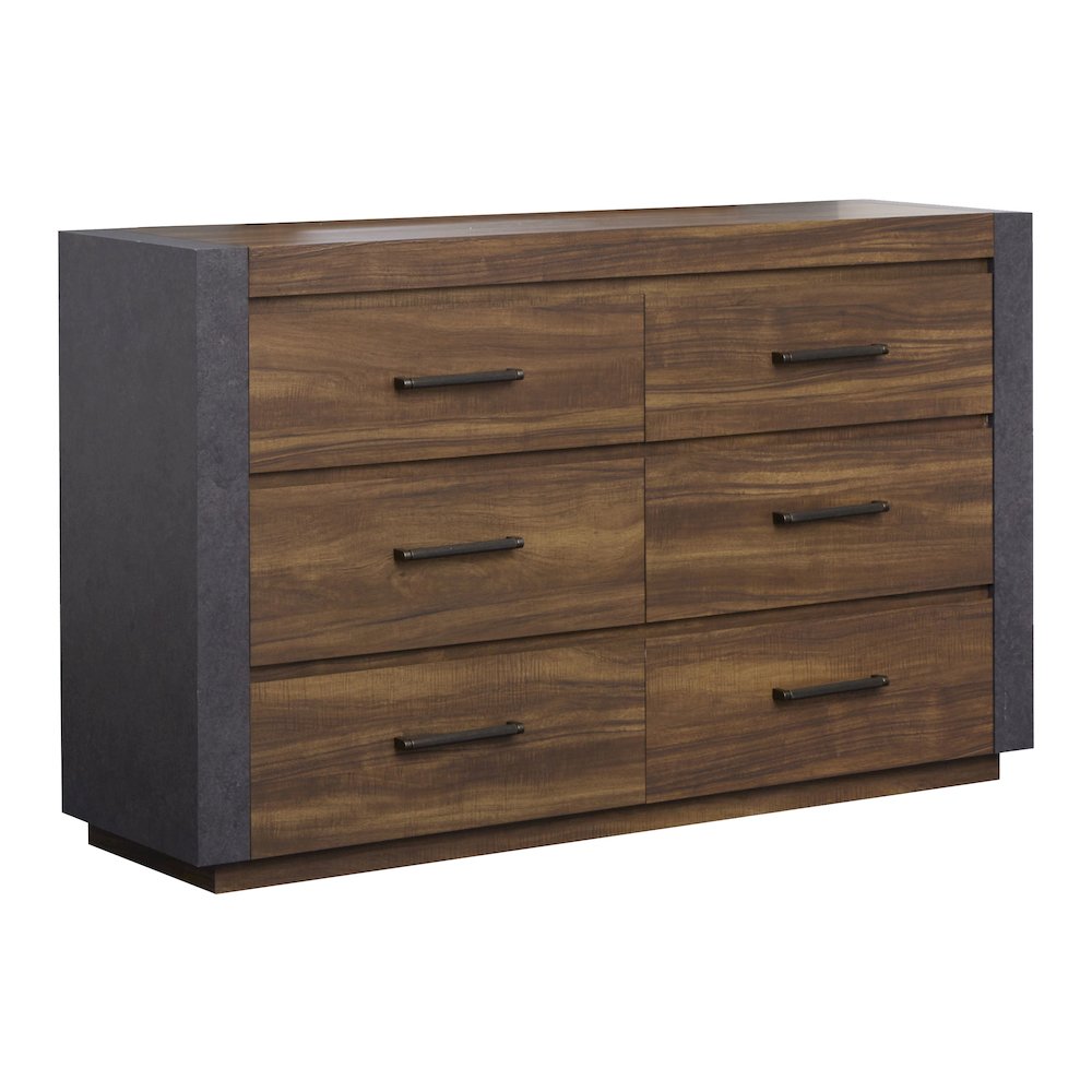 Jensen Tavern Brown Double Drawer Dresser With Paper Mirror