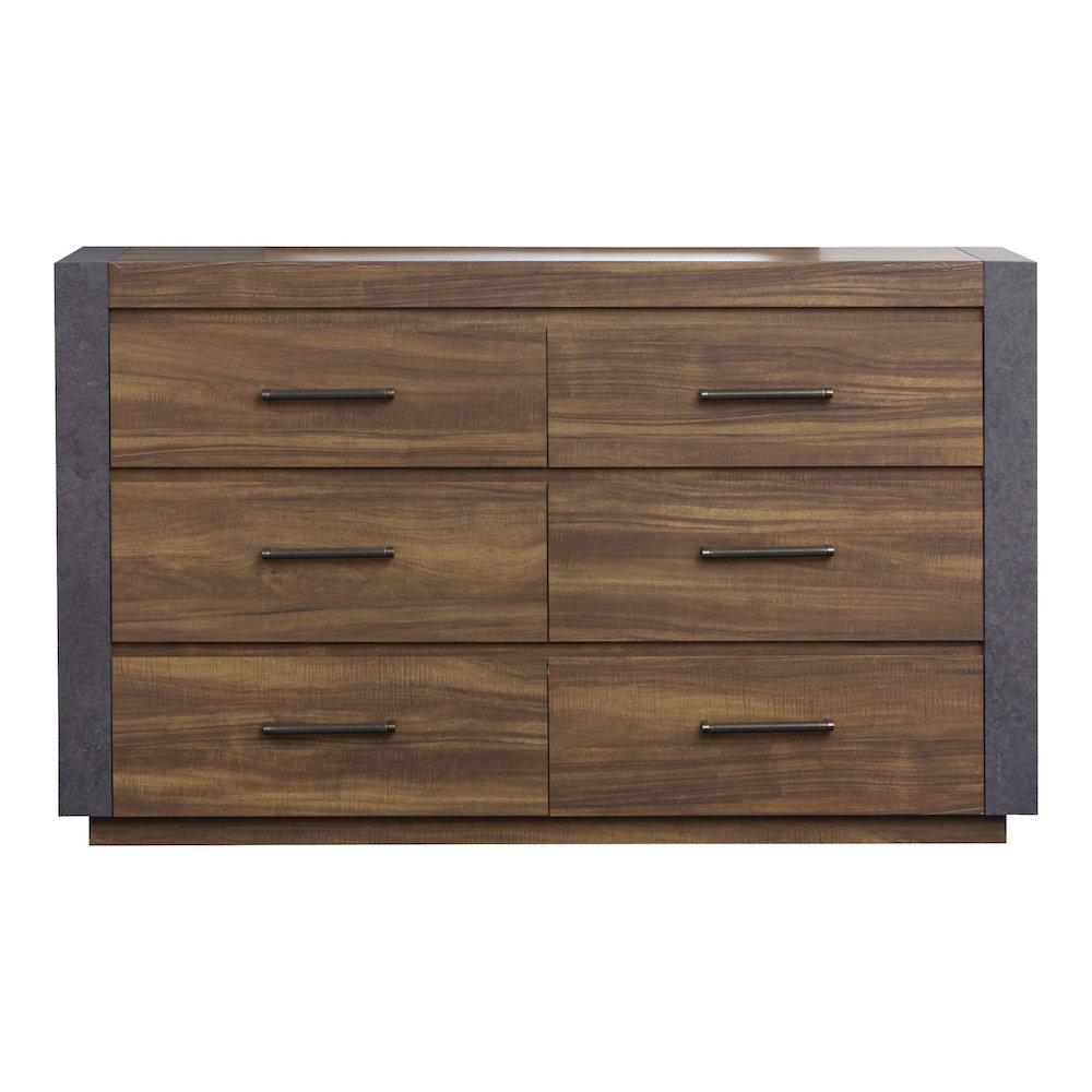 Jensen Tavern Brown Double Drawer Dresser With Paper Mirror