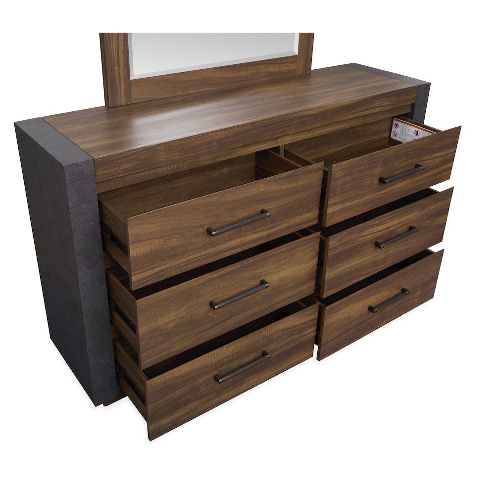 Jensen Tavern Brown Double Drawer Dresser With Paper Mirror