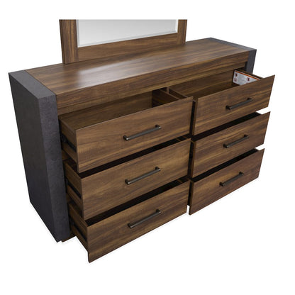 Jensen Tavern Brown Double Drawer Dresser With Paper Mirror