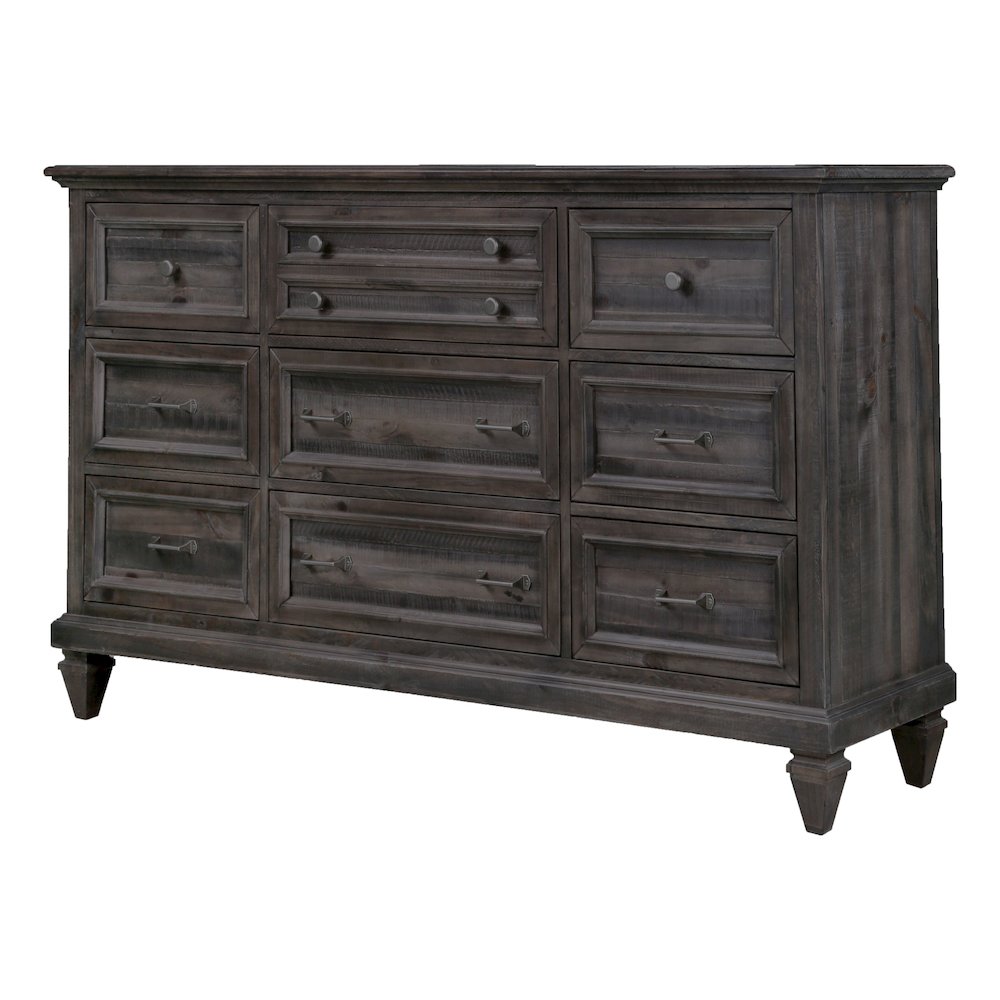 Calistoga Weathered Charcoal Drawer Dresser With Landscape Mirror