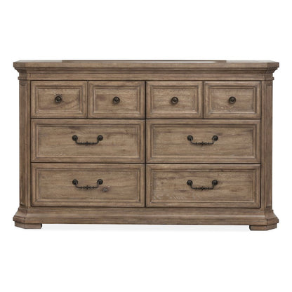 Adler Court Florentine Walnut Drawer Dresser With Landscape Mirror