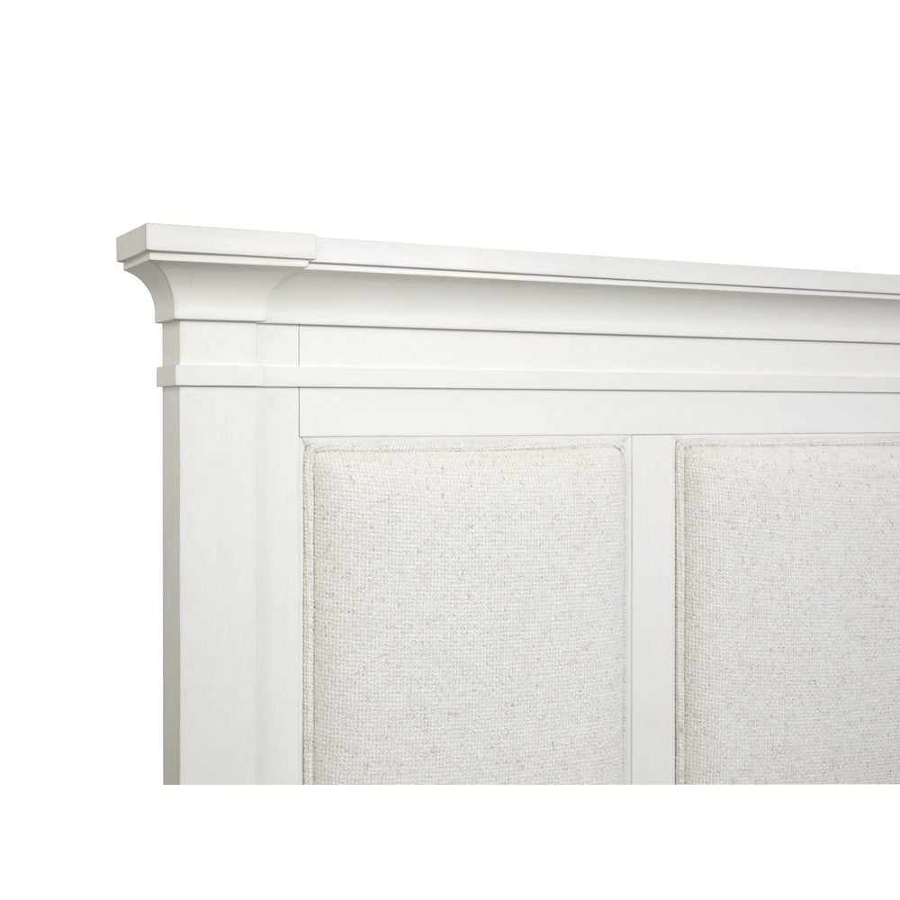 Kingston Whisper White And Cerused Nutmeg King Upholstered Panel Storage Bed
