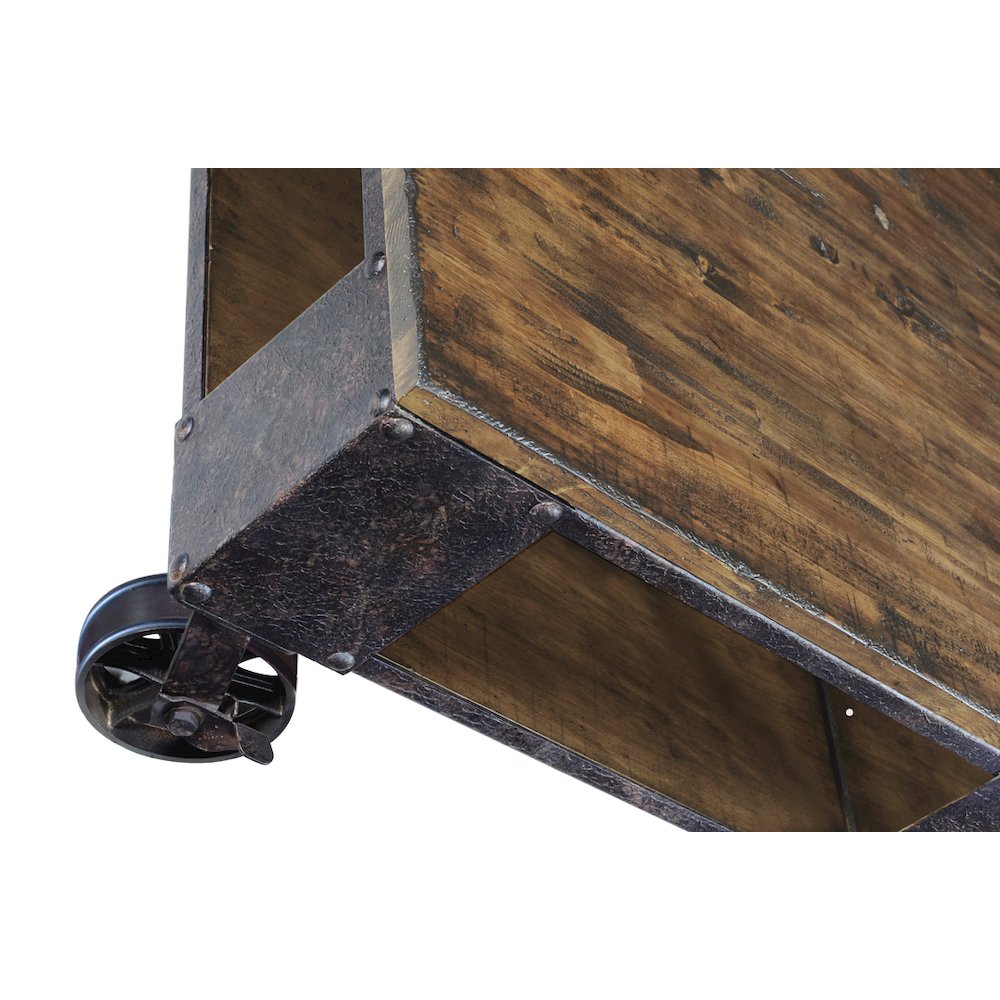 Pinebrook Distressed Natural Pine Rectangular Starter Cocktail Table