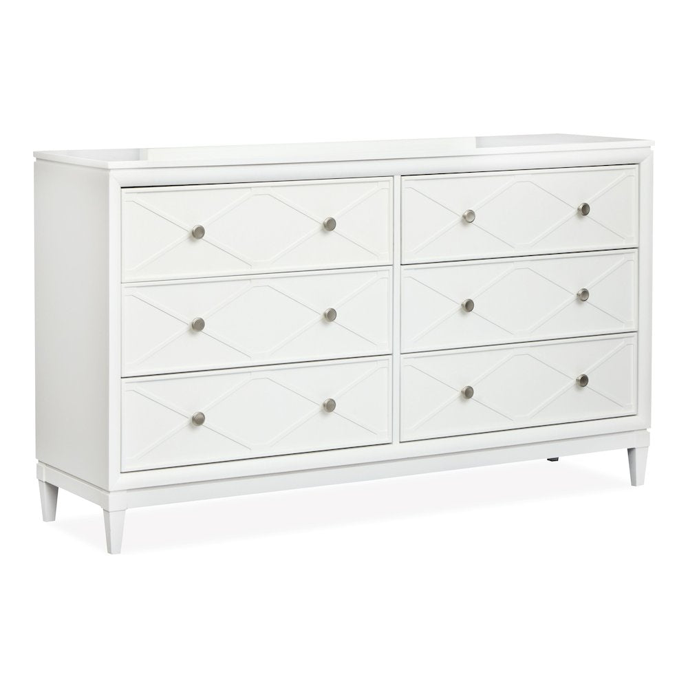 Springhouse Whisper White Double Drawer Dresser With Landscape Mirror