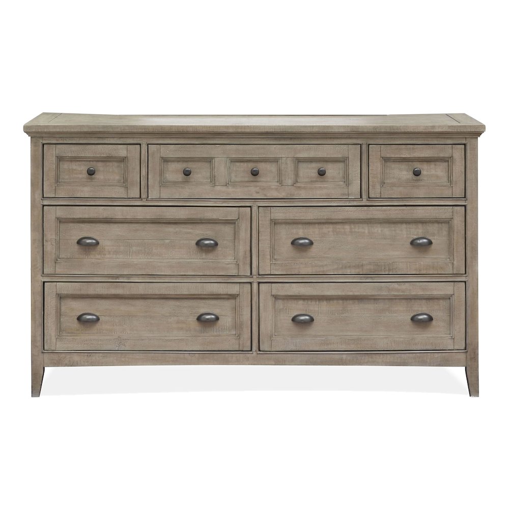 Paxton Place Dovetail Grey Drawer Dresser With Landscape Mirror