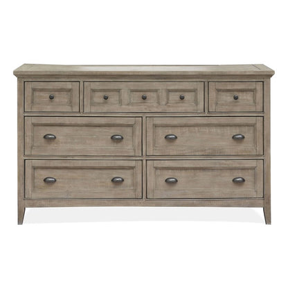 Paxton Place Dovetail Grey Drawer Dresser With Landscape Mirror