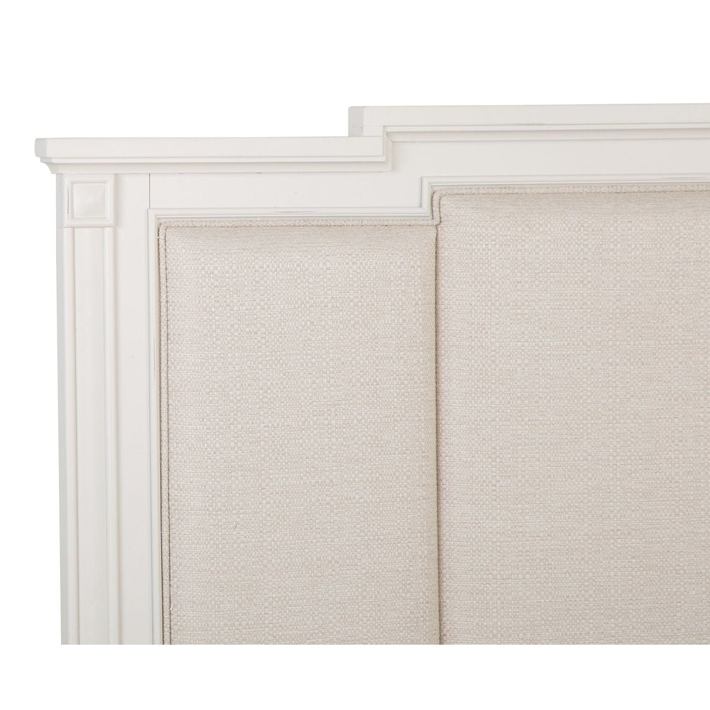 Egg Shell White With Slight Rub Through Queen Panel Upholstered Storage Bed