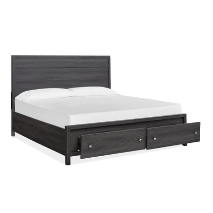 Merrifield Raisin Black King Panel Storage Bed