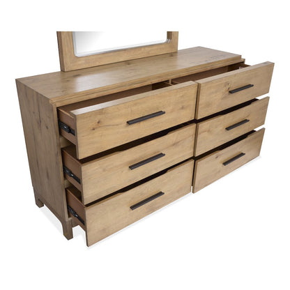 Davenport Rustic Caramel Double Drawer Dresser With Portrait Mirror