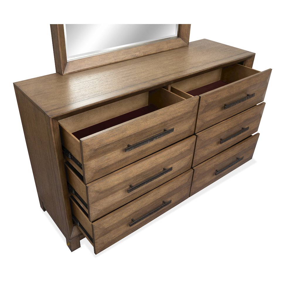 Callisto Bourbon Brown Double Drawer Dresser With Landscape Mirror