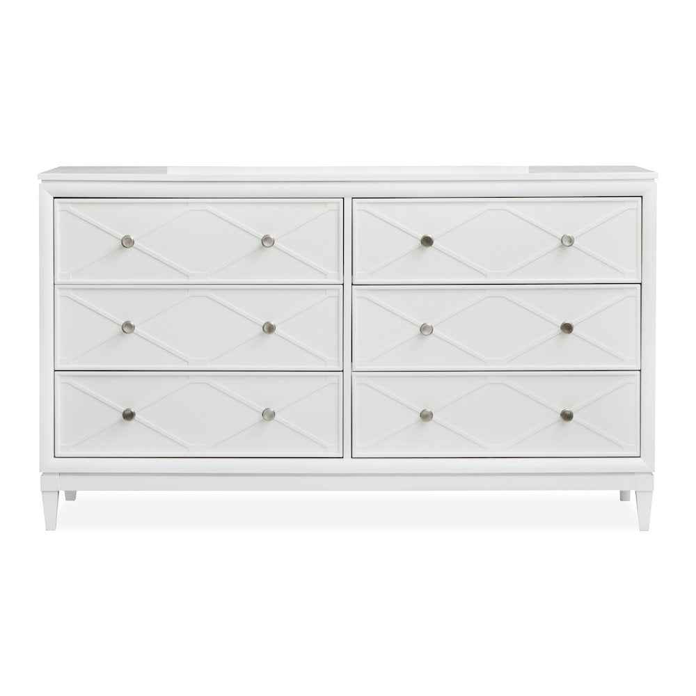 Springhouse Whisper White Double Drawer Dresser With Landscape Mirror
