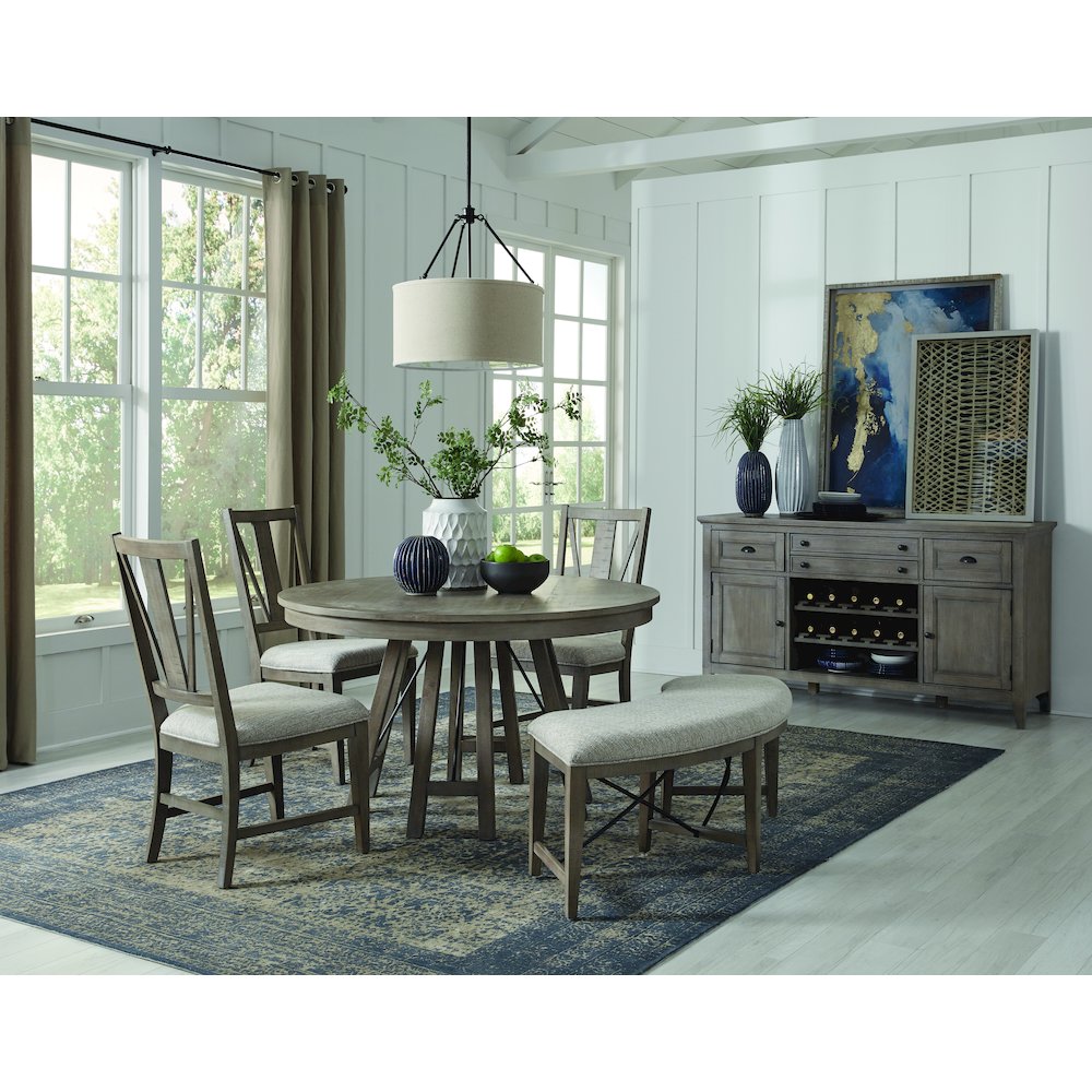 Paxton Place Dovetail Grey Upholstered Curved Bench