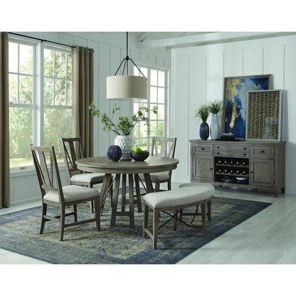 Paxton Place Dovetail Grey Upholstered Curved Bench