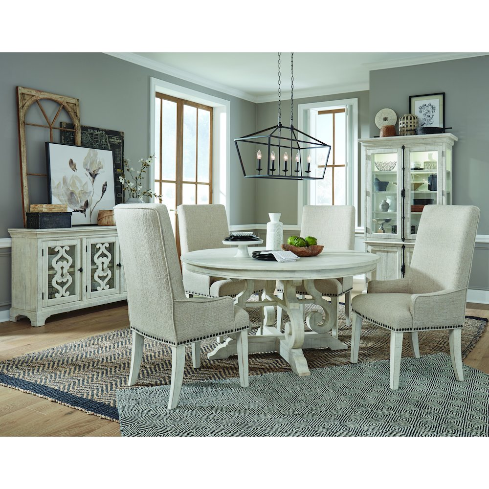 Bronwyn Alabaster And Toasted Nutmeg Upholstered Host Chair Two Pack