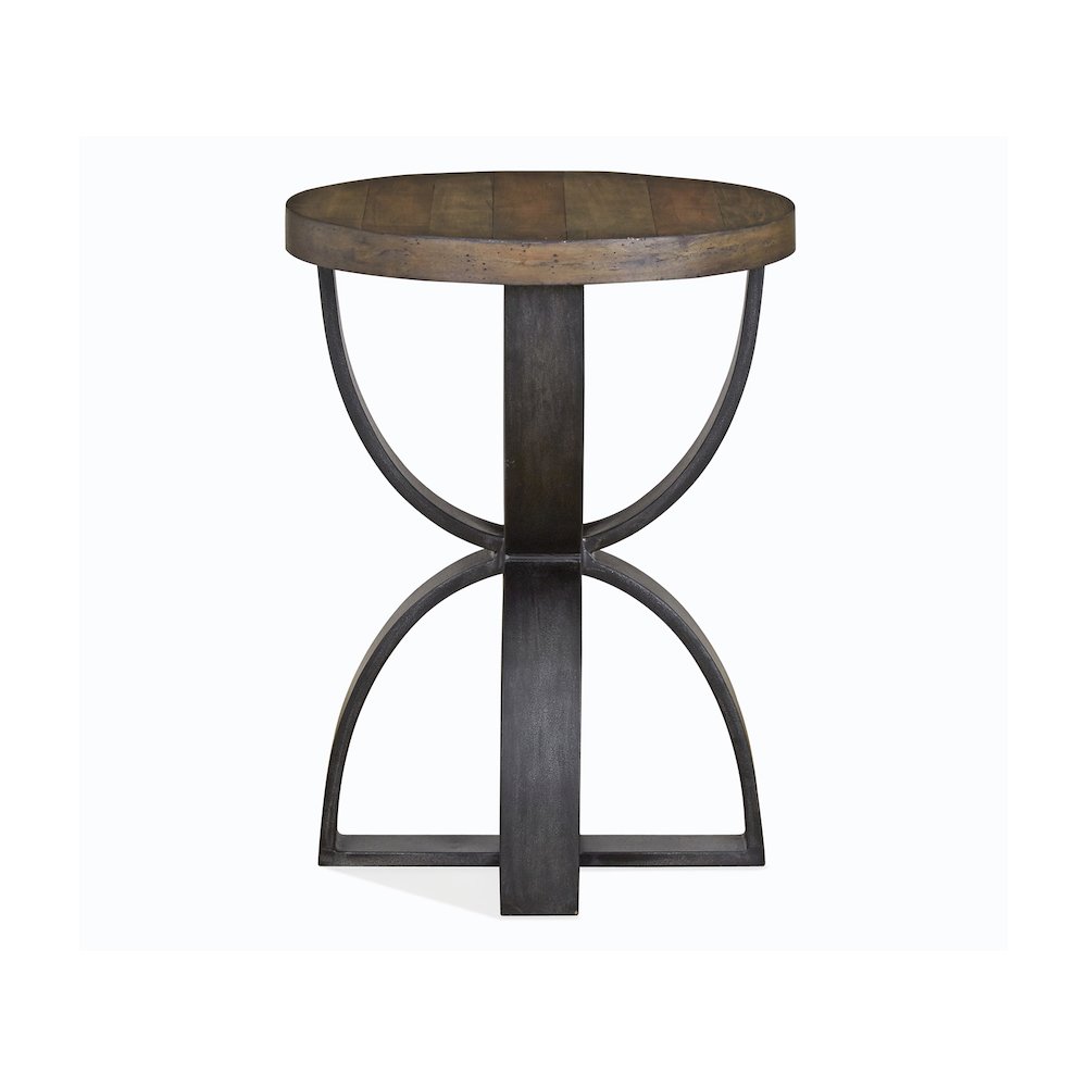 Bowden Rustic Honey And Distressed Iron Round Accent Table