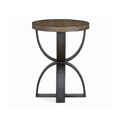 Bowden Rustic Honey And Distressed Iron Round Accent Table