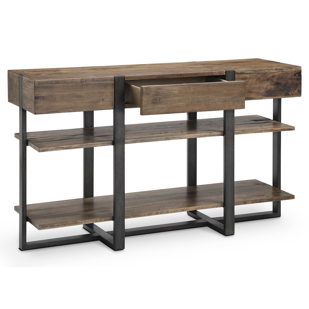 Prescott Rustic Honey And Distressed Iron Rectangular Sofa Table