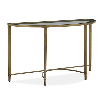 Copia Antiqued Silver With Gold Tint Demilune Sofa Table