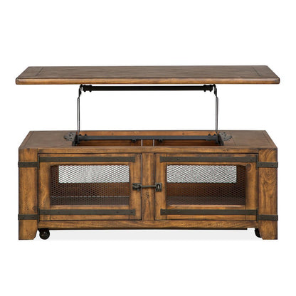 Chesterfield Farmhouse Timber Lift Top Storage Cocktail Table With Casters