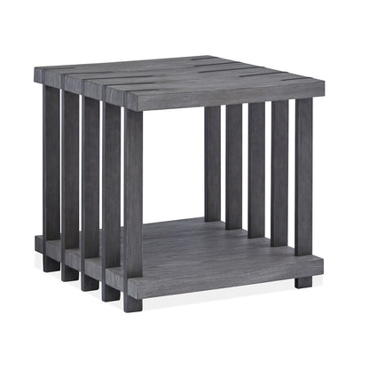 Eldridge Weathered Gravel And Satin Bronze Rectangular End Table