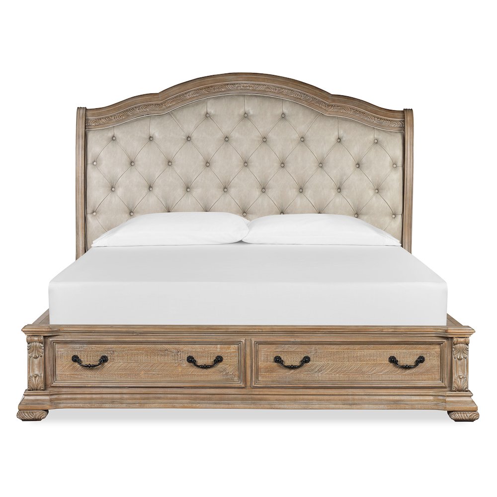 Marisol Fawn Queen Upholstered Sleigh Storage Bed