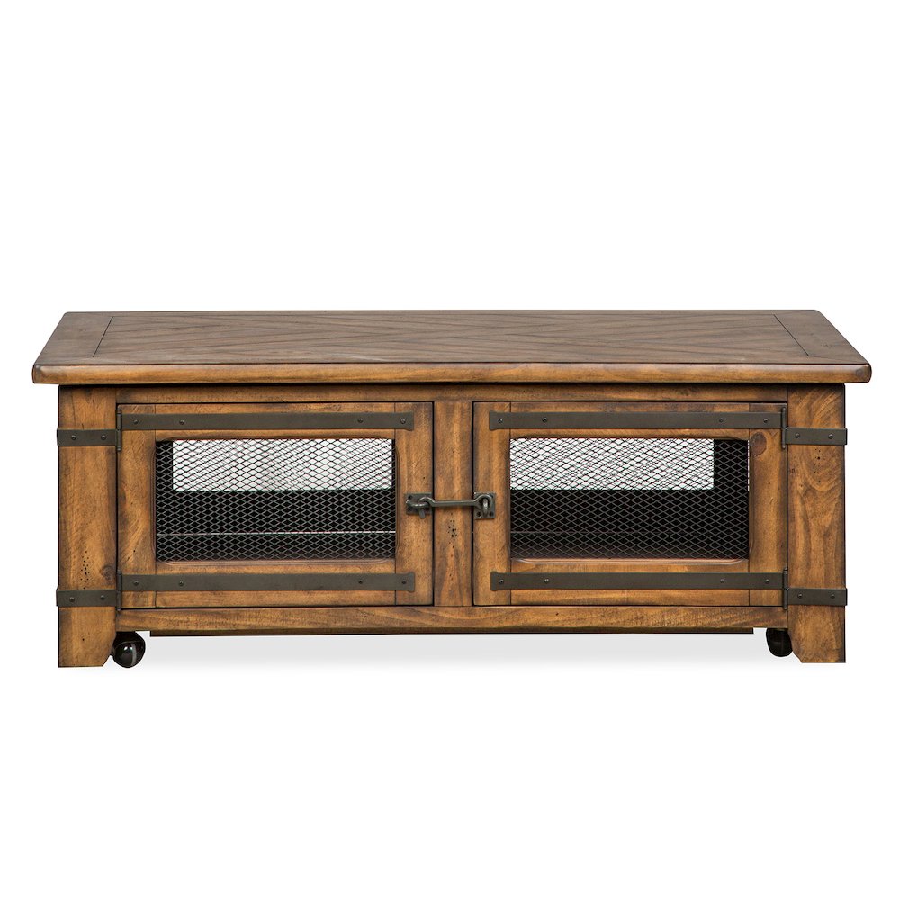 Chesterfield Farmhouse Timber Lift Top Storage Cocktail Table With Casters