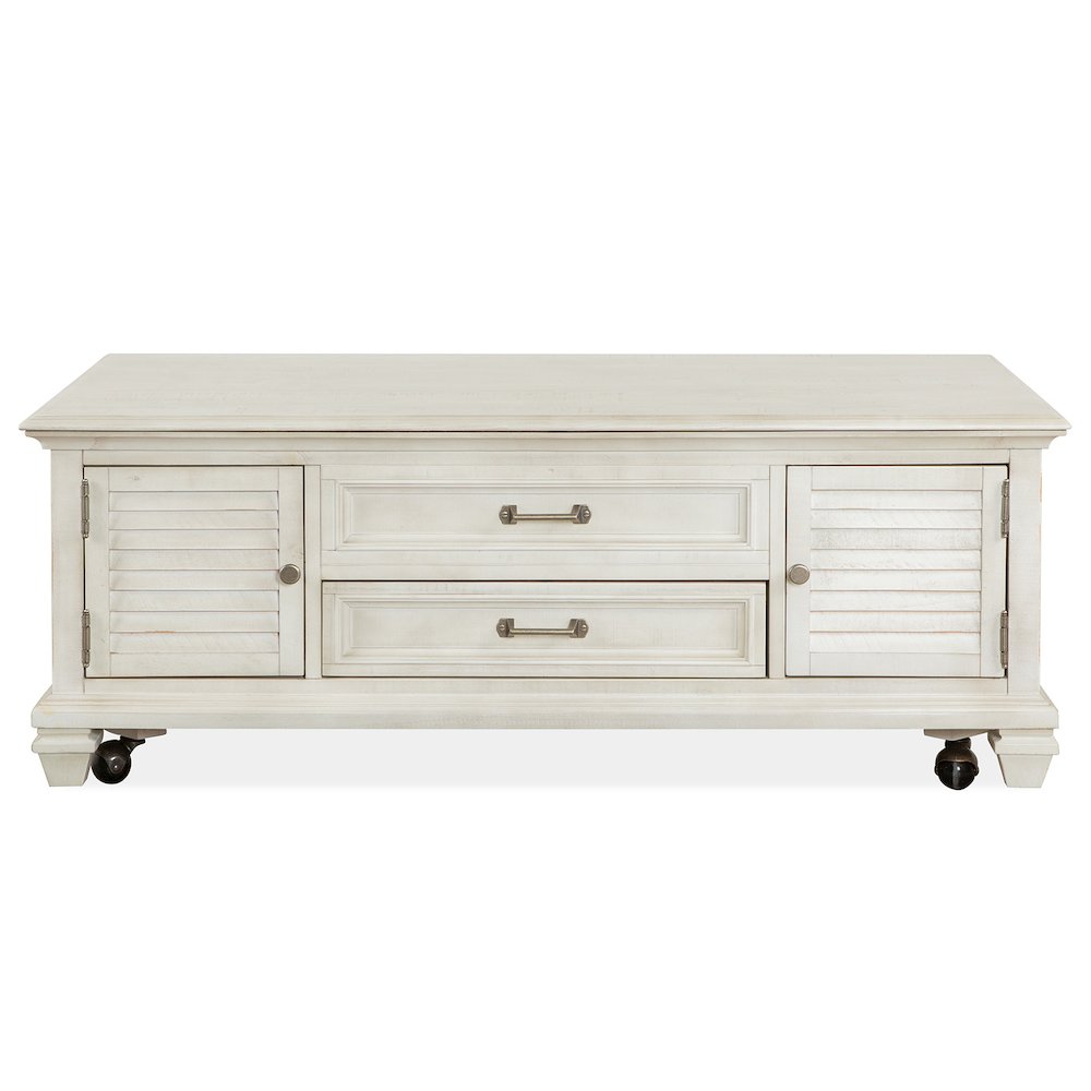 Newport Alabaster Lift Top Storage Cocktail Table With Casters