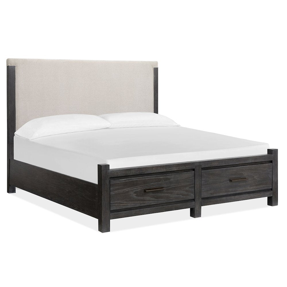 Plum Creek Ravenwood Black King Upholstered Panel Storage Bed