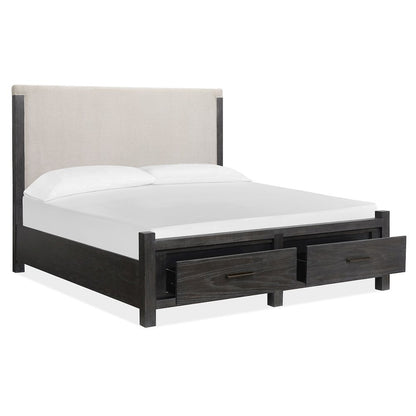 Plum Creek Ravenwood Black California King Upholstered Panel Storage Bed