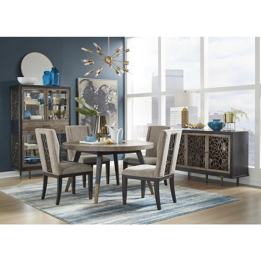 Ryker Nocturn Black And Coventry Grey Round Dining Table