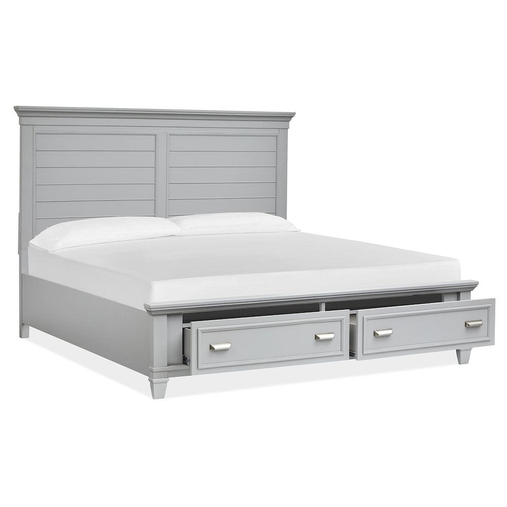 Charleston Harbor Gray California King Grey Panel Storage Bed