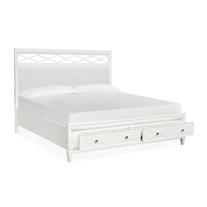 Springhouse Whisper White California King Upholstered Panel Storage Bed