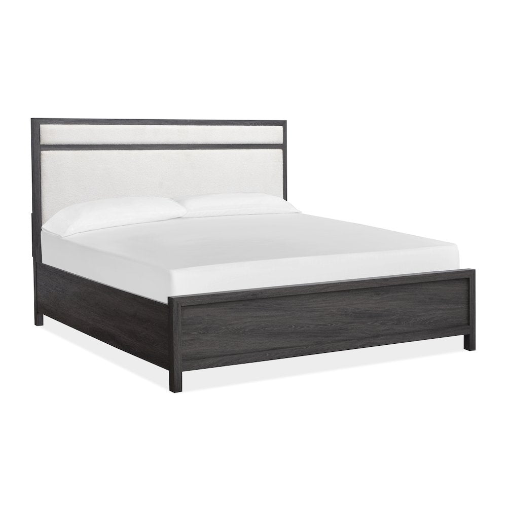 Merrifield Raisin Black King Upholstered Panel Bed