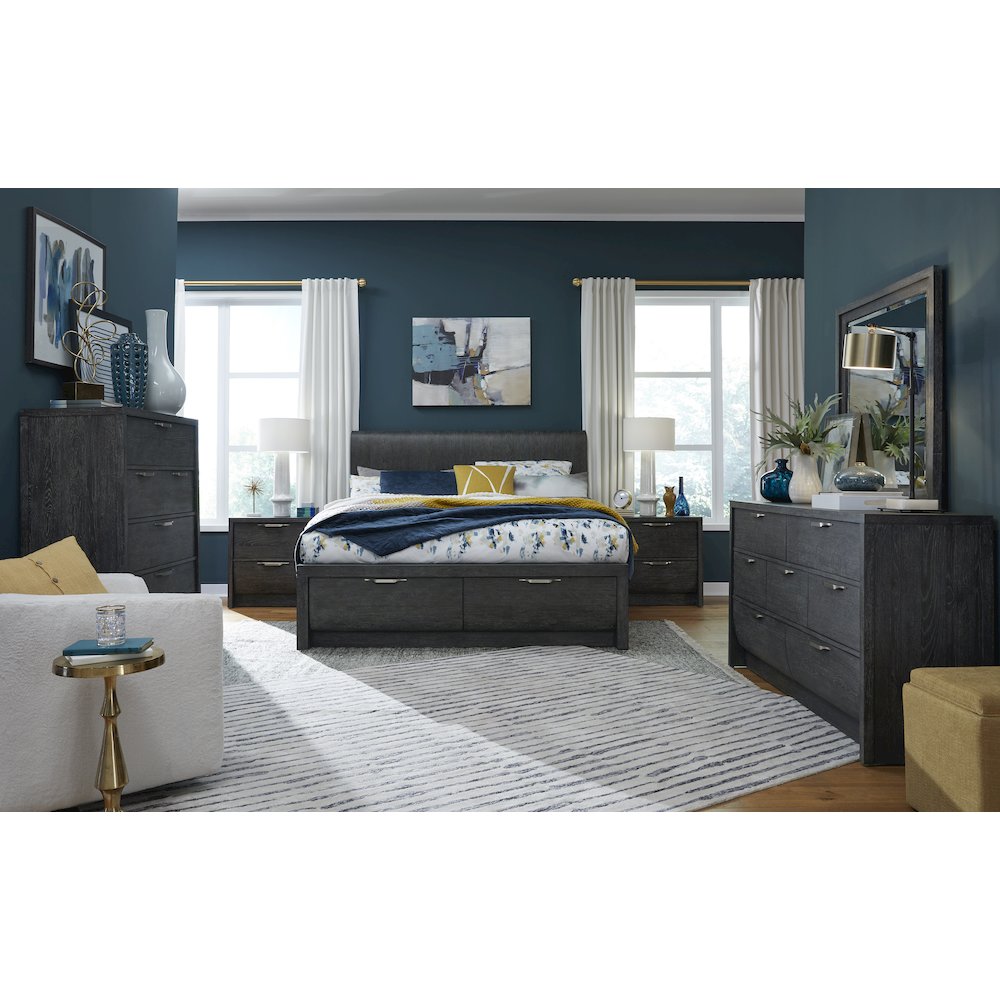 Kinsley Black Heron King Panel Storage Bed