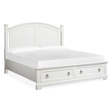 Kingston Whisper White And Cerused Nutmeg King Panel Storage Bed